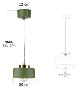 Lustră suspendată pe cablu IGNIA 1xE27/60W/230V verde/auriu