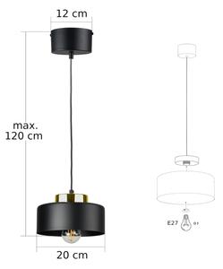 Lampă suspendată pe cablu IGNIA 1xE27/60W/230V negru/auriu