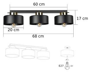 Plafonieră IGNIA 3 x E27, 60 W, 230 V, negru/auriu