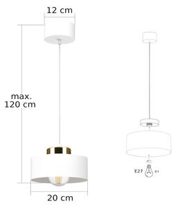 Lustră IGNIA suspendată pe cablu, 1xE27/60W/230V, alb/auriu