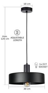 Lustră suspendată pe cablu ARCANE 1xE27/60W/230V neagră