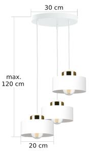 Lustră suspendată pe cablu IGNIA, 3xE27/60W/230V, alb/auriu