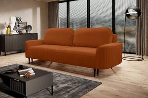 Canapea ~NERA~ extensibilă cu ladă de depozitare, material catifelat, picioare negre lemn, 244 cm lungime Catifea Caramiziu