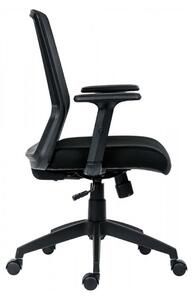 Scaun de birou NOVELLO, cu brate, rotativ, ajustabil, imitatie de piele, negru, 48x48x113 23 cm
