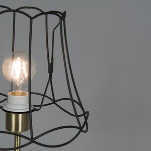 Lampă de masă retro alamă cu cadru Granny negru 25 cm - Kaso