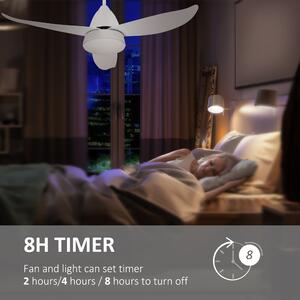HOMCOM Ventilator de Tavan cu Lumini LED și Telecomandă, 6 Viteze, Ideal pentru Interior, Φ122x45 cm, Alb | Aosom Romania
