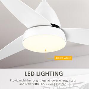 HOMCOM Ventilator de Tavan cu Lumini LED și Telecomandă, 6 Viteze, Ideal pentru Interior, Φ122x45 cm, Alb | Aosom Romania