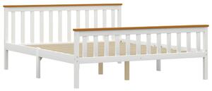 Cadru de pat cu 2 sertare, alb, 160 x 200 cm, lemn masiv pin