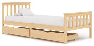 Cadru de pat cu 2 sertare, 100 x 200 cm, lemn masiv de pin