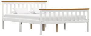 Cadru de pat cu 2 sertare, alb, 140 x 200 cm, lemn masiv pin