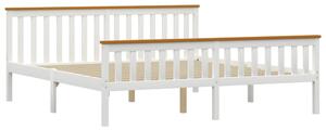 Cadru de pat cu 2 sertare, alb, 180 x 200 cm, lemn masiv pin