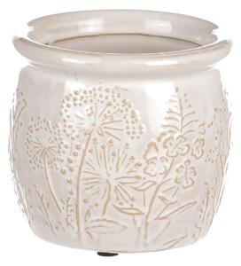 Borcan ceramic cu flori de pajiște, bej, diametru11 cm x 10 cm