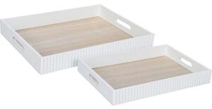 Set de tăvi de servire Stripes albe, 2 buc
