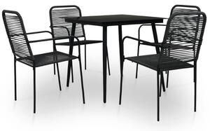 Set mobilier de exterior, 5 piese, negru, frânghie și oțel