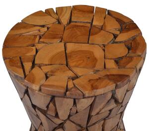 Taburet mozaic, maro, lemn masiv de tec
