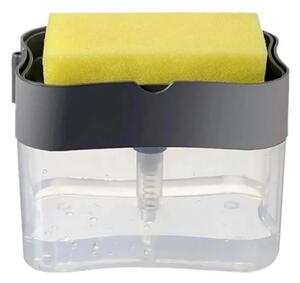Dozator detergent pentru vase 385 ml + burete - negru