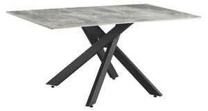 Masa ZENOS, gri cu efect de marmura/negru, ceramica/metal, 160x90x75 c