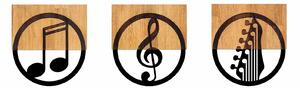 Decoratiuni perete JUST MUSIC - 334, negru/stejar, metal/lemn, 25x3x27