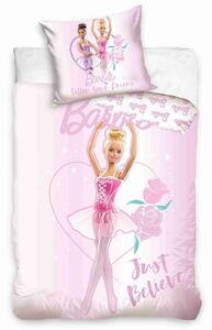 Lenjerie de pat din bumbac Barbie Ballerina , 140x 200 cm, 70 x 90 cm