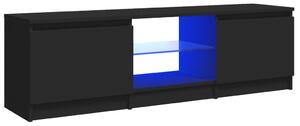 Comodă TV cu lumini LED, negru, 120x30x35,5 cm