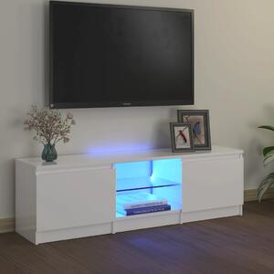 Comodă TV cu lumini LED, alb extralucios, 120x30x35,5 cm