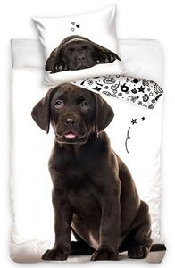 Lenjerie de pat din bumbac Puppy Brown Labrador, 140 x 200 cm, 70 x 90 cm