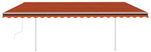 Copertină automată cu senzor vânt&LED, portocaliu&maro, 5x3 m