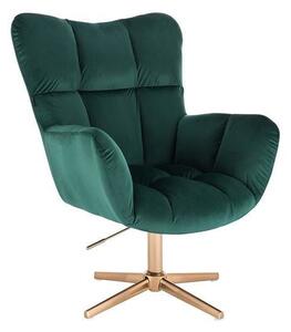 HR650CROSS Verde Catifea Scaun cu Bază Aurie