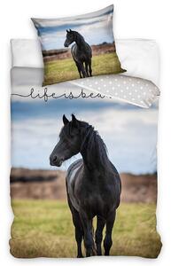 Lenjerie de pat din bumbac Black Mustang , 140 x200 cm, 70 x 90 cm