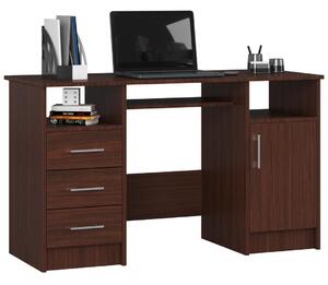 Birou calculator Ana cu 1 usa 3 sertare si 4 rafturi 124 x 74 x 52 cm wenge