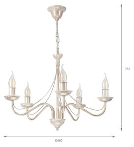 Candelabru cu lanț ANTON 5xE14/60W/230V alb patinat