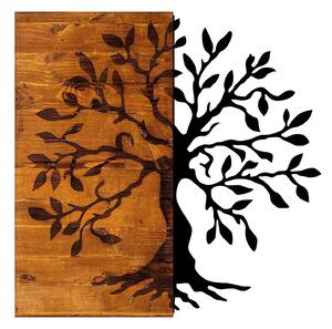 Decoratiune perete AGAC, stejar/negru, lemn/metal, 58x58 cm