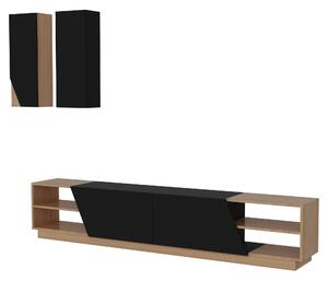 Set mobilier ZEBRA. stejar/negru mat, PAL melaminat, 3 piese