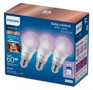 Set de 3 becuri LED RGB dimabile Philips SMART A60 E27/8,8W/230V 2200-6500K