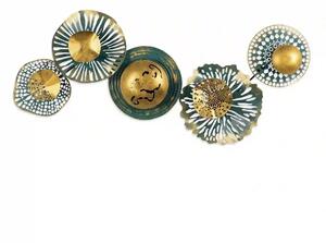 Decoratiune perete SENSUALE, verde/auriu, metal, 100x50 cm