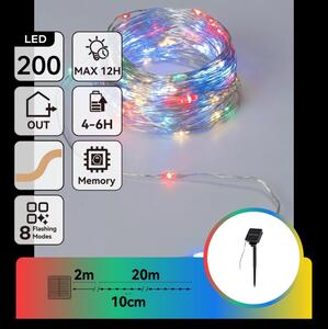 Aigostar - Ghirlandă solară LED 200 LED/8 funcții, 22 m, IP65, multicoloră, 800 mAh