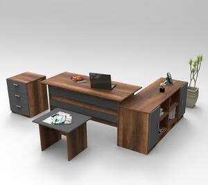 Set birou VO13-BA, nuc/gri antracit, PAL melaminat