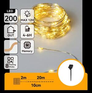 Aigostar - Ghirlandă solară LED 200xLED/8 funcții 22m IP65 alb cald 800 mAh