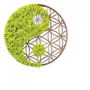 Decoratiune perete YIN YANG, verde/maro, 44x1x44 cm