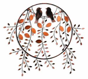 Decoratiune perete 930DYU1235, caramiziu/negru, metal, 86x75 cm
