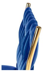Scaun K436, albastru/auriu, stofa catifelata, 48x55x94 cm