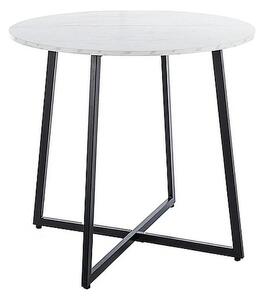 Masa LUNA, alb cu efect de marmura, PAL/metal, 90x76 cm