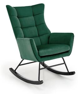 Scaun balansoar tapitat BAZALTO, verde/negru, stofa catifelata, 70x90x