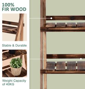 Outsunny Suport pentru Plante Pliabil Jardiniera din lemn de molid cu 3 niveluri Raft de Exterior pentru Plante Suport pentru Flori 40x37x93cm