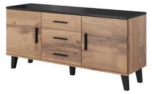 Comoda LOTTA, stejar wotan/negru, PAL, 150x45x69 cm