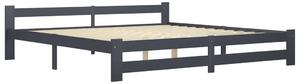 Cadru de pat cu 2 sertare, gri închis, 200x200 cm, lemn de pin