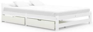 Cadru de pat cu 2 sertare, alb, 180x200 cm, lemn masiv de pin