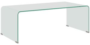 HOMCOM Măsuța de Cafea Monobloc Modernă pentru Living cu Picioare Antiderapante, Măsuță de Cafea din Sticlă Securizată, 100x50x35 cm, Transparentă