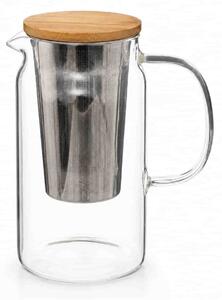 Ceainic din sticla termorezistenta, infuzor metalic si capac, 900 ML