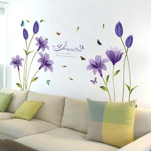 Autocolant de perete „Flori violete” 160x85cm